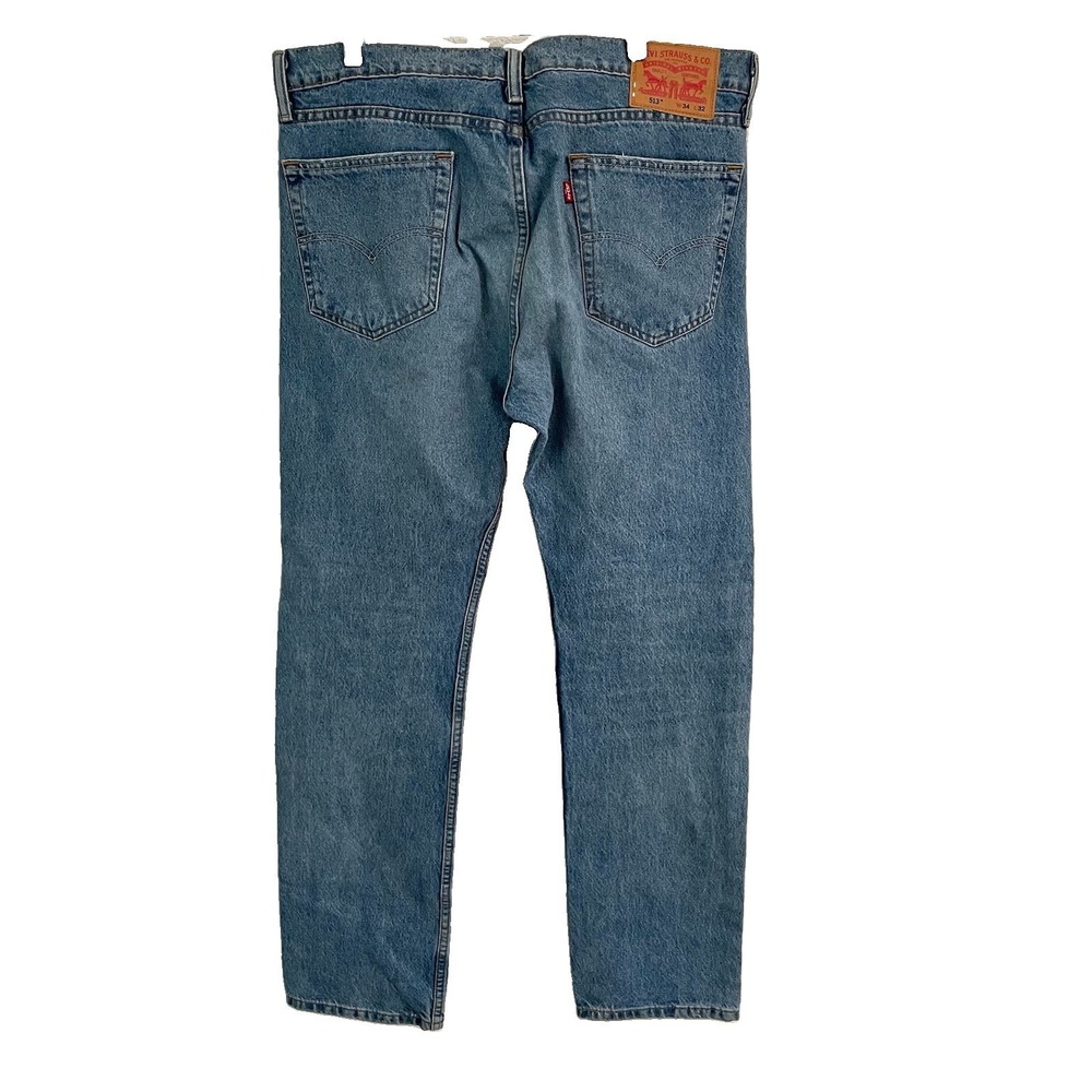 Levi's 513 Slim Straight Jeans Men's 34x32 Distressed Medium Wash Denim - Picture 2 of 7